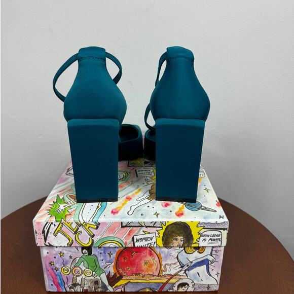 Jeffrey Campbell Popular Square-Toe Heel Pump in Dark Blue Neoprene Size 9 - Picture 6 of 8